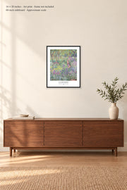 The Artist’s Garden in Giverny · 16 × 20 inches · Art print · frame not included · room mockup · approximate scale against 60-inch sideboard