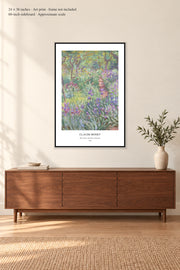 The Artist’s Garden in Giverny · 24 × 36 inches · Art print · frame not included · room mockup · approximate scale against 60-inch sideboard