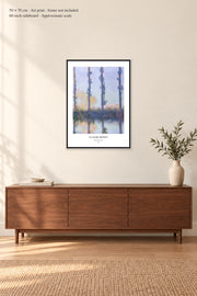 The Four Trees · 50 × 70 cm · Art print · frame not included · room mockup · approximate scale against 60-inch sideboard