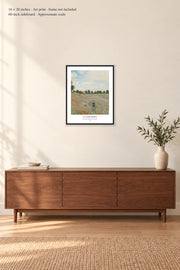 The Poppy Field near Argenteuil · 16 × 20 inches · Art print · frame not included · room mockup · approximate scale against 60-inch sideboard