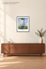 Woman with a Parasol · 16 × 20 inches · Art print · frame not included · room mockup · approximate scale against 60-inch sideboard