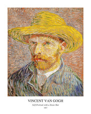 Self-Portrait with a Straw Hat — Avenue Art portrait print with white border and artist, title and year