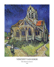 The Church at Auvers — Avenue Art portrait paper design with white border and artist, title and year