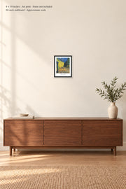 Café Terrace at Night · 8 × 10 inches · Art print · frame not included · room mockup · approximate scale against 60-inch sideboard