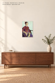 La Mousmé · 12 × 18 inches · Stretched canvas · artwork only · room mockup · approximate scale against 60-inch sideboard