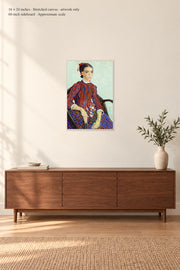 La Mousmé · 16 × 24 inches · Stretched canvas · artwork only · room mockup · approximate scale against 60-inch sideboard