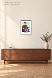 La Mousmé · 12 × 16 inches · Art print · frame not included · room mockup · approximate scale against 60-inch sideboard