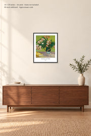Oleanders · 16 × 20 inches · Art print · frame not included · room mockup · approximate scale against 60-inch sideboard