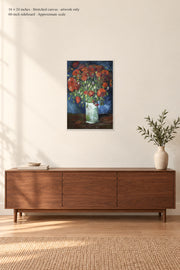 Vase with Poppies · 16 × 24 inches · Stretched canvas · artwork only · room mockup · approximate scale against 60-inch sideboard