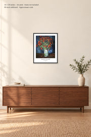 Vase with Poppies · 16 × 20 inches · Art print · frame not included · room mockup · approximate scale against 60-inch sideboard